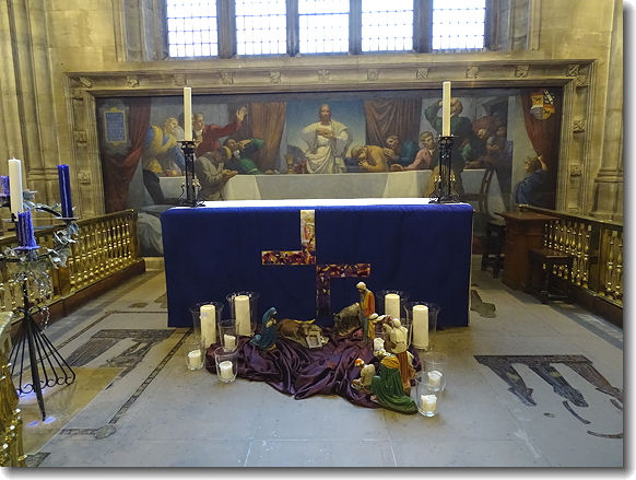 altar and nativity scene